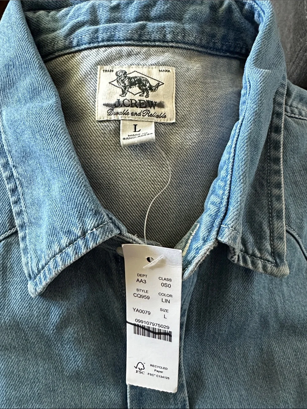 J. Crew Midweight denim western shirt - Light Indigo